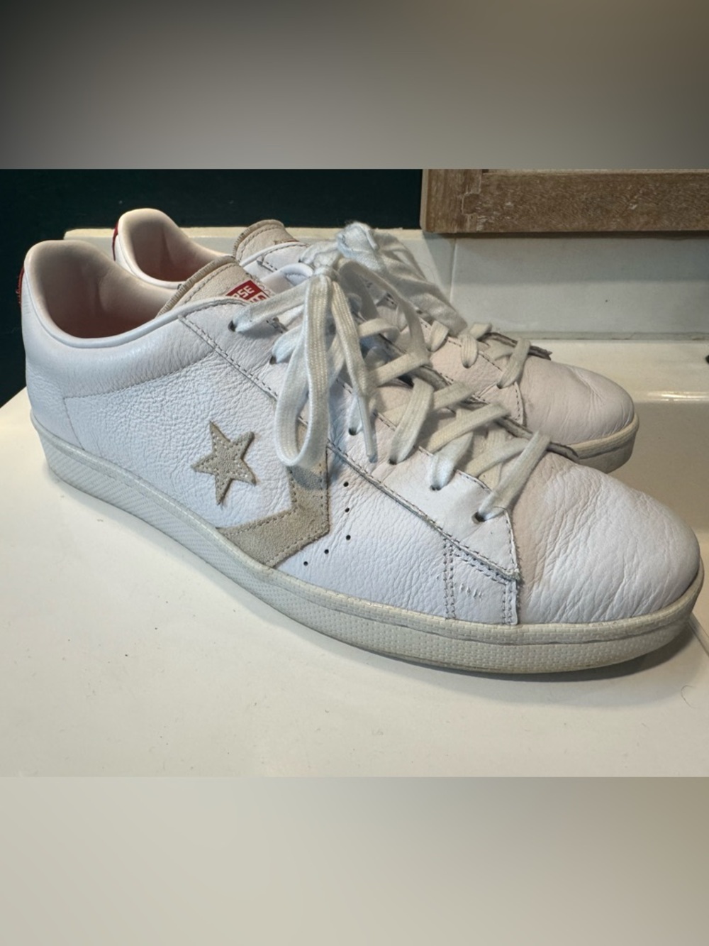 Converse White Leather Low-Top All Star Size 12